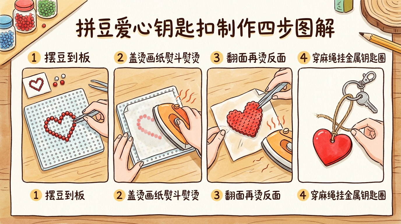 爱心钥匙扣制作步骤