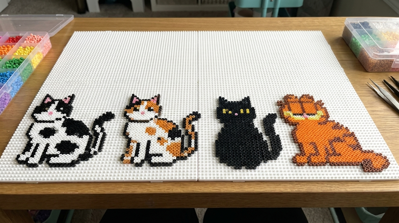 猫咪配色变体：奶牛猫、三花猫、黑猫、加菲猫