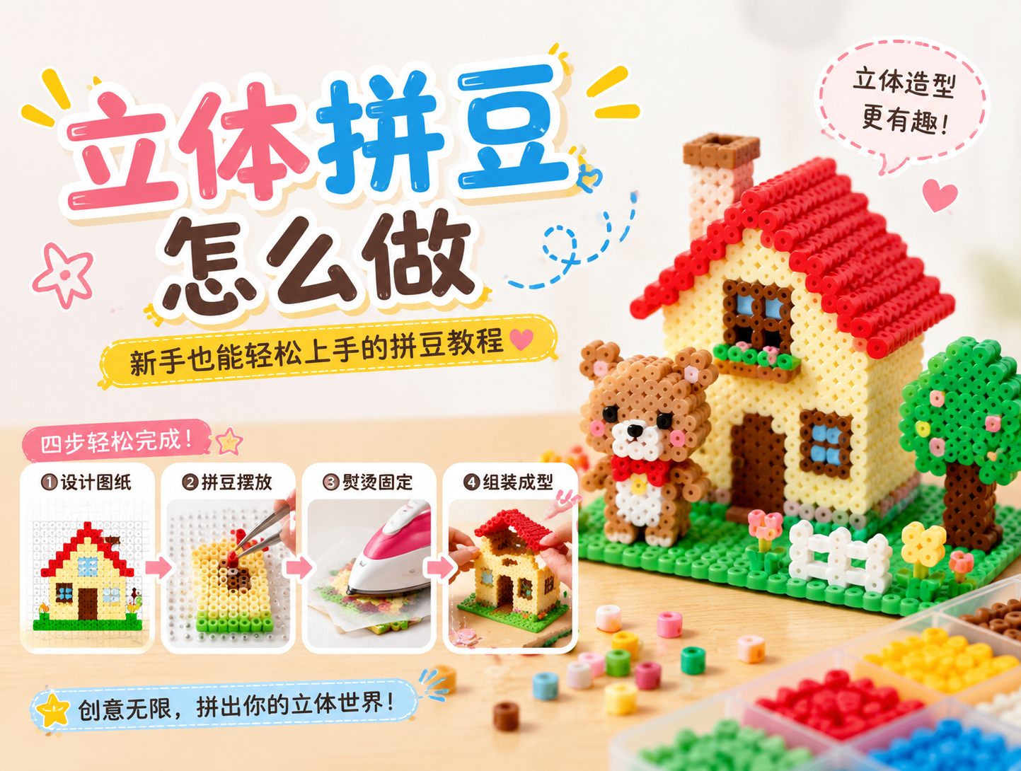 拼豆怎么做成立体的？从平面到3D