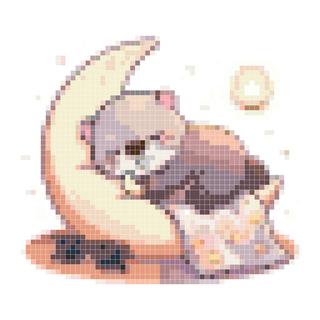 睡眠伴月的水獭小云