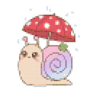 在蘑菇下躲雨的蜗牛