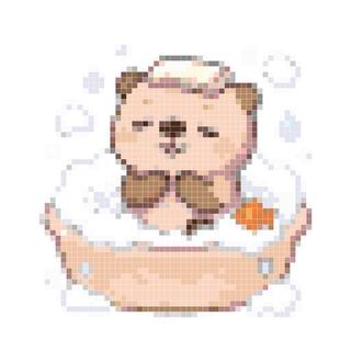 泡泡浴中的水獭毛茸