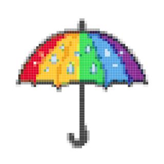 彩虹雨伞上的小水滴