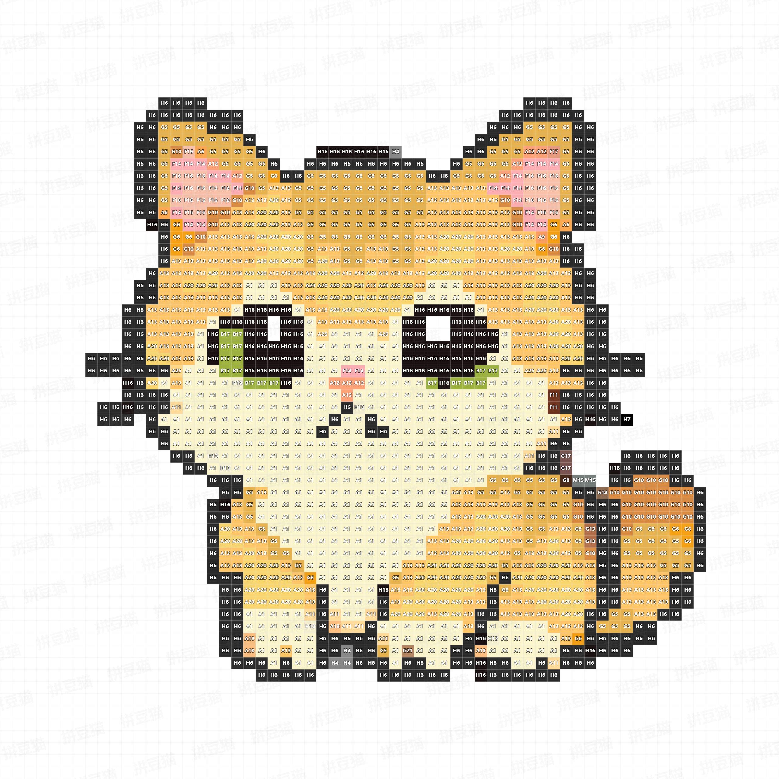 金渐层猫咪拼豆图纸