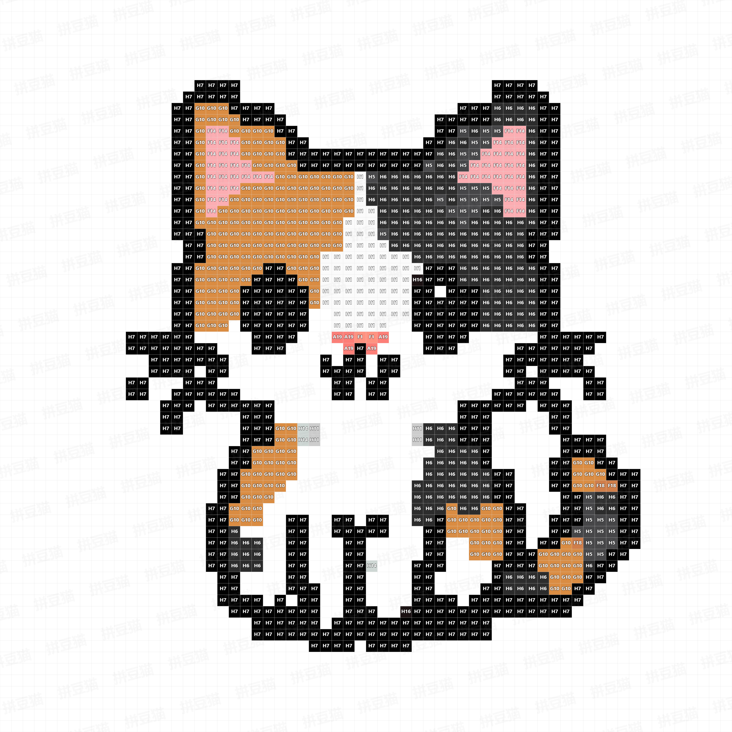 三花猫拼豆图纸