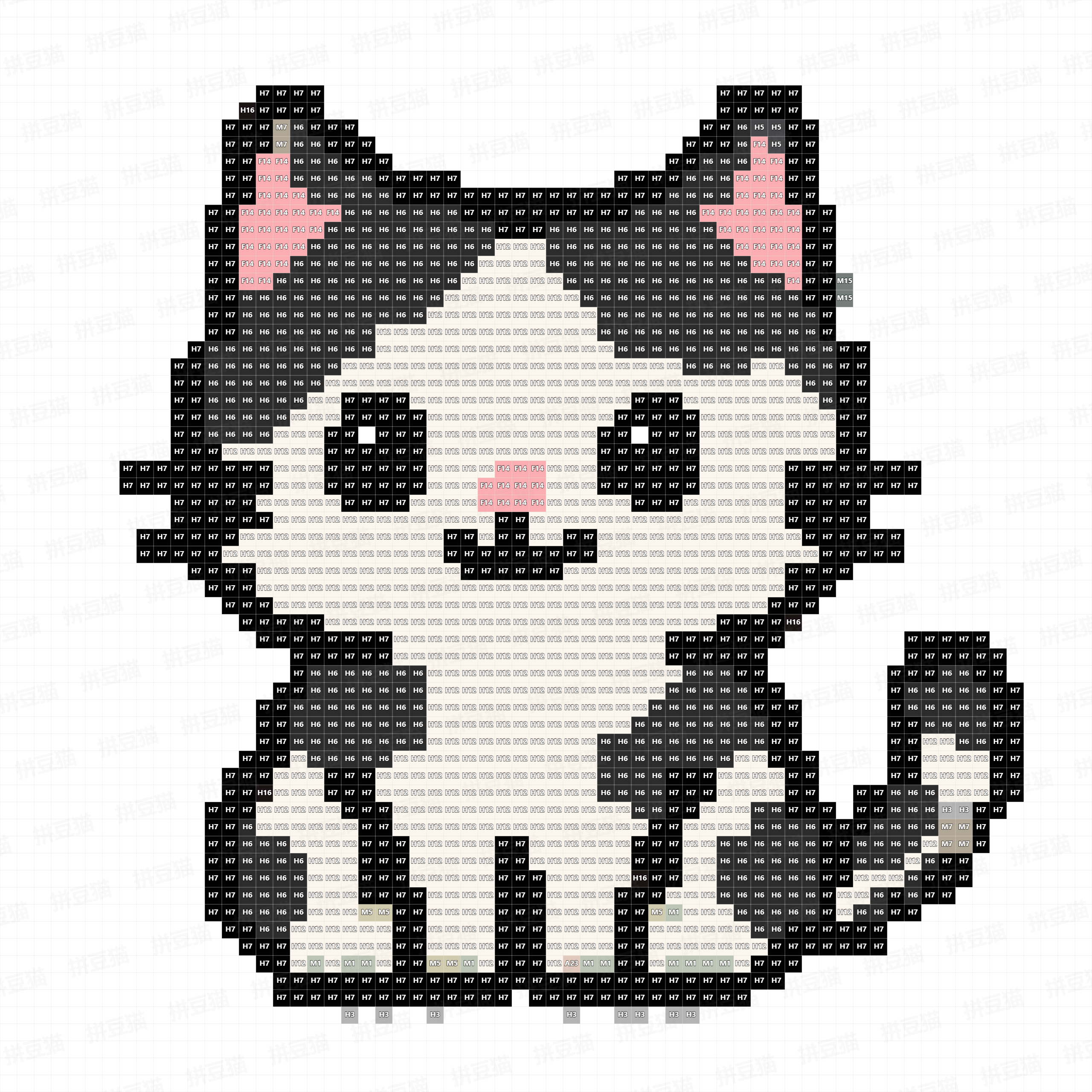 奶牛猫拼豆图纸