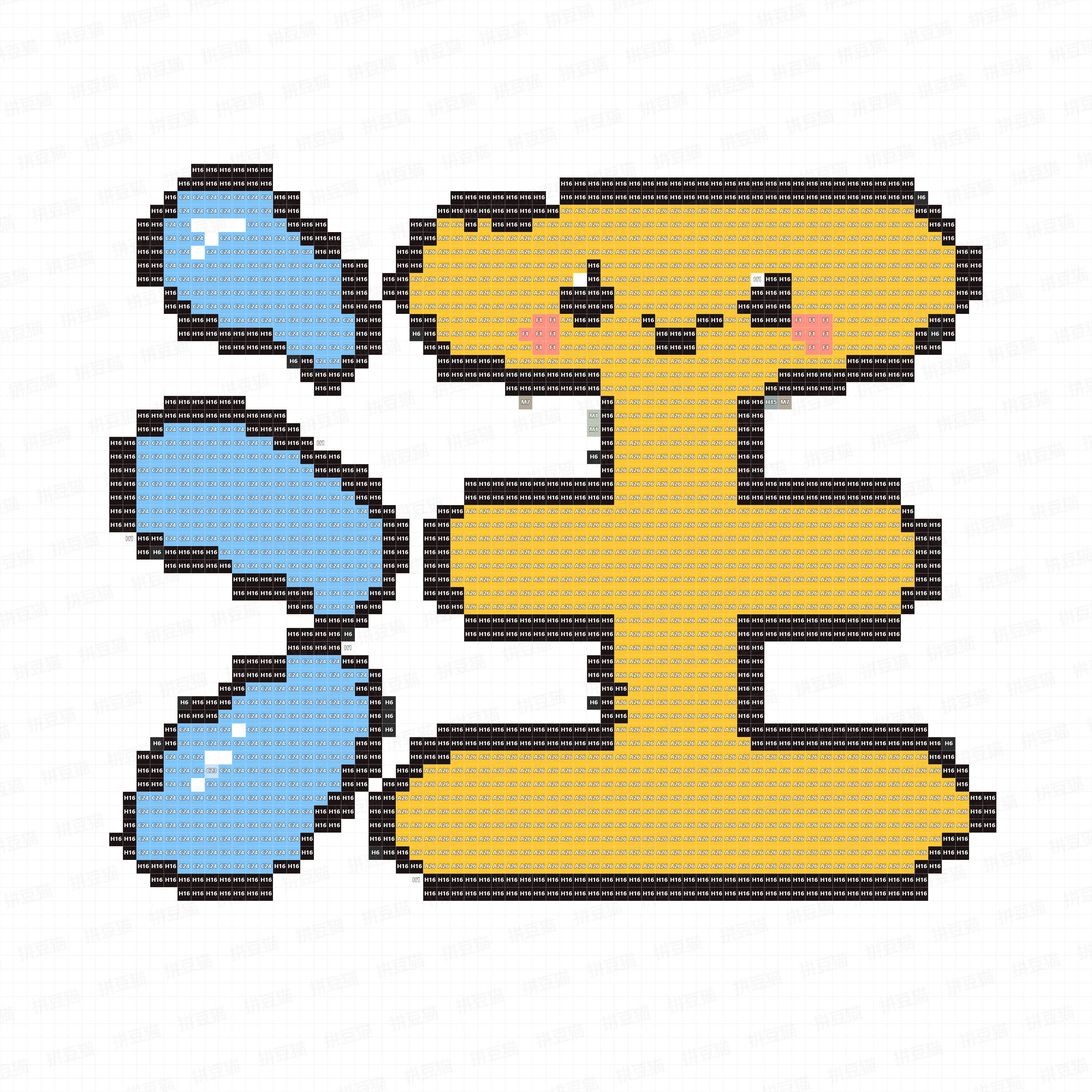 百家姓汪字拼豆图纸